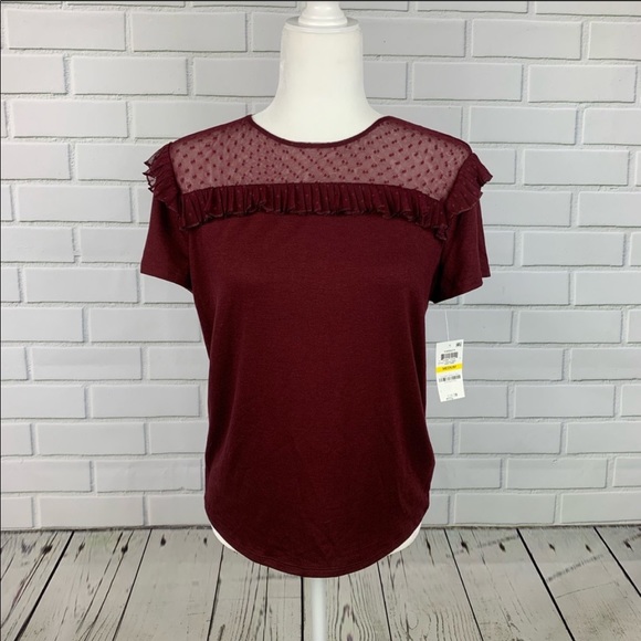 🔥MAISON JULES🔥SWISS DOT SHORT SLEEVE RUBY TOP SMALL NWT - Picture 2 of 5